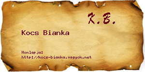 Kocs Bianka névjegykártya