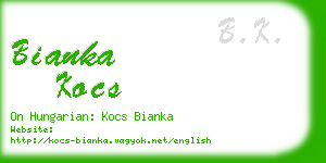 bianka kocs business card